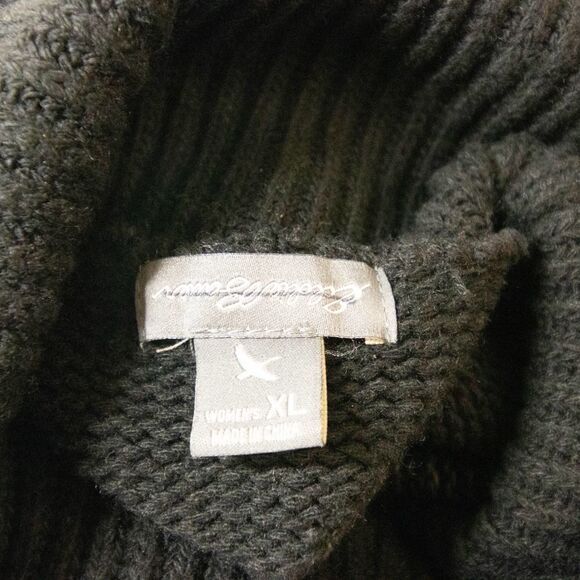 NWOT Eddie Bauer Turtleneck Striped cotton blend Sweater, Black, XL - Picture 9 of 10
